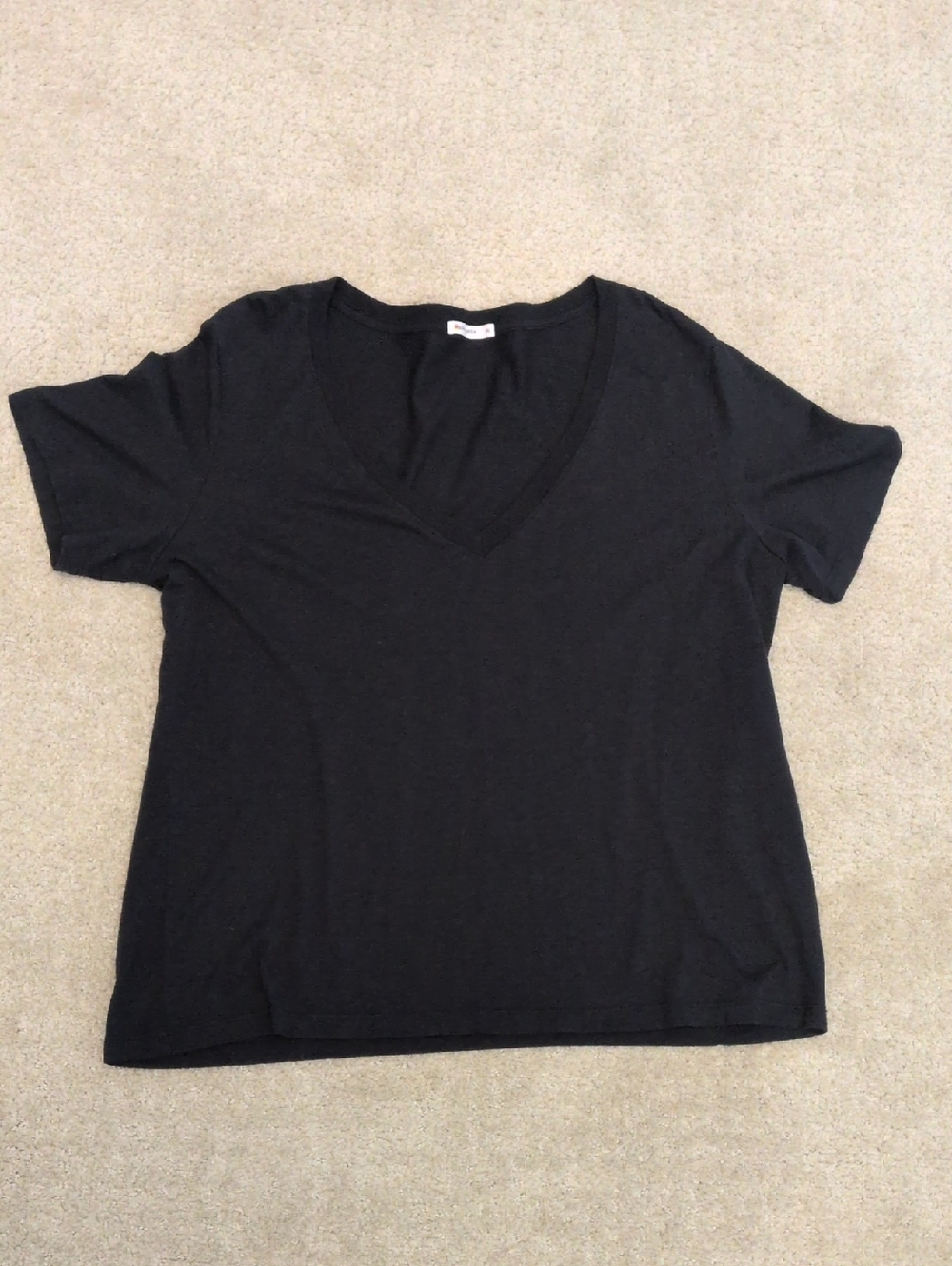 Marine Layer Black V-Neck Short Sleeve Top Pima Modal Extra Large